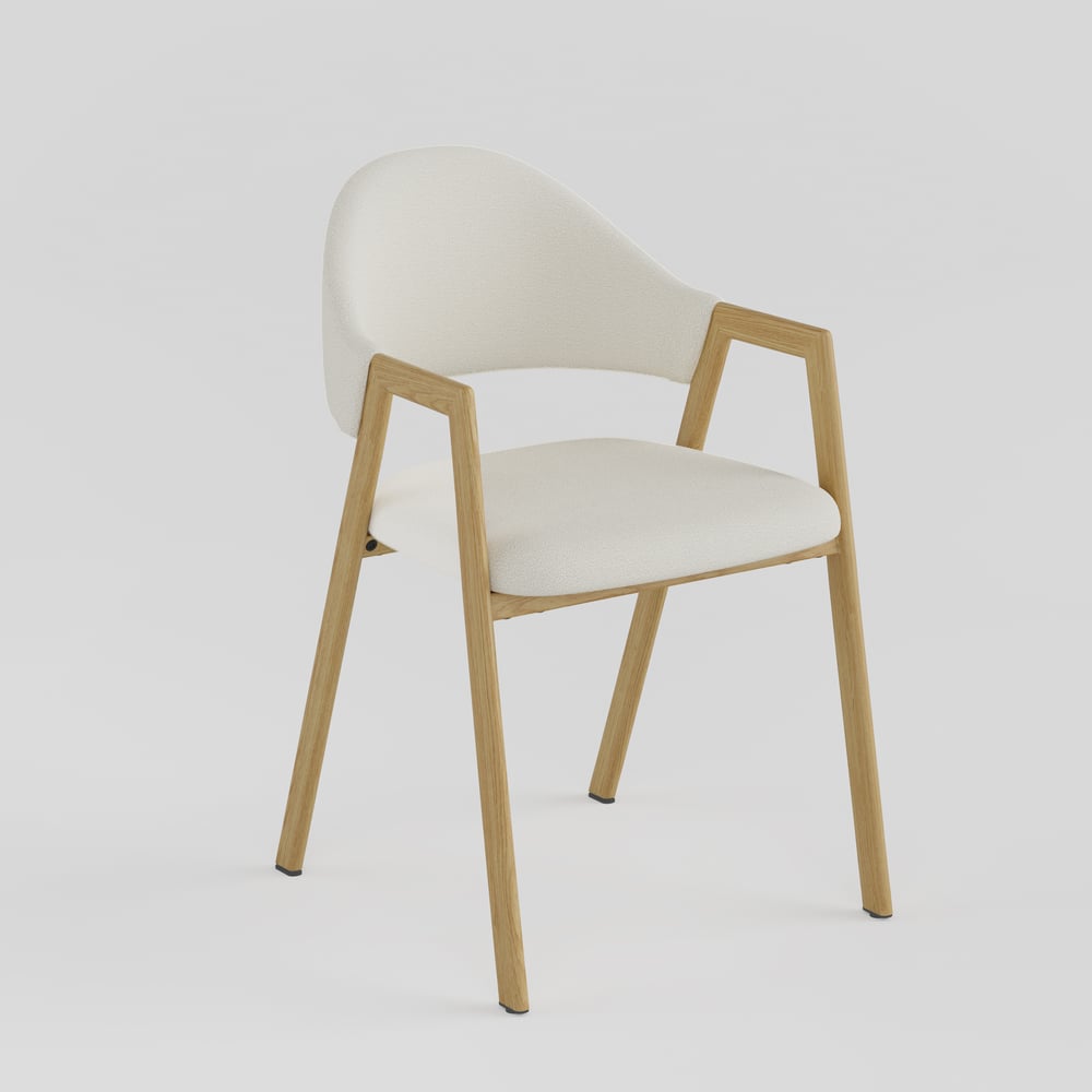 Modern Warm White Boucle Dining Chair with Upholstered, 2 Pieces window image