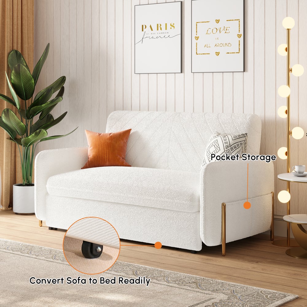 1524mm Queen 3-Seater Boucle Convertible Sleeper Sofa window image