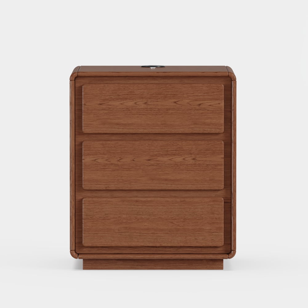 Haloa Walnut 3-Drawer LED Nightstand with Charging Station window image