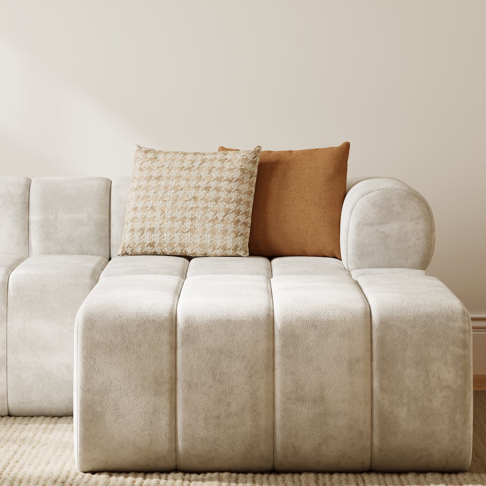 Nimbus 118" 4-Piece Channel Tufted Velvet Sectional Sofa with Ottoman window image