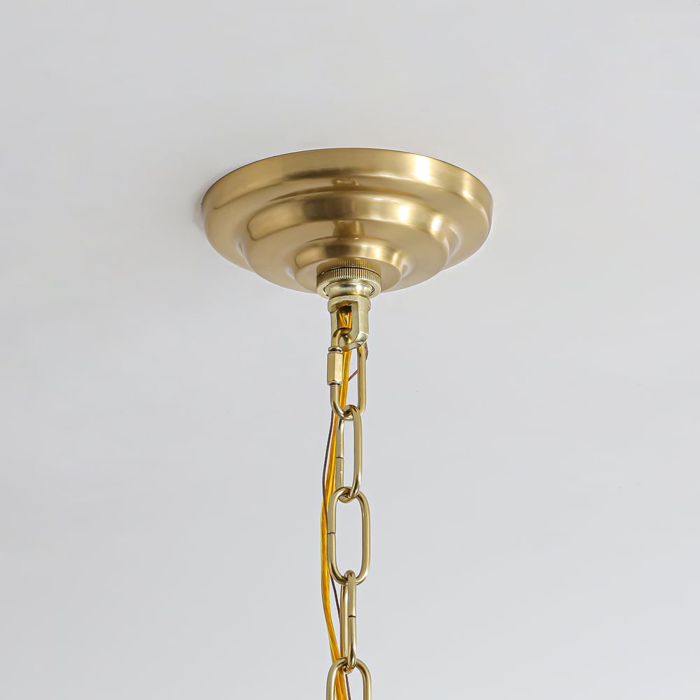 Enseo Coastal 8-Light Capiz Shell 2-Tiered Faceted Chandelier Pendant Light Gold White window image