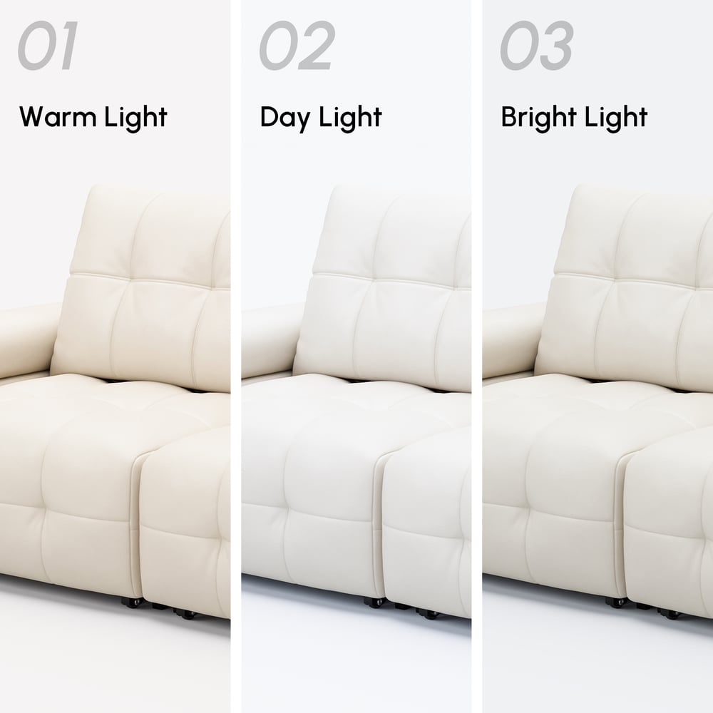 96" 2-Seater Genuine Leather Power Convertible Sleeper Sofa with Adjustable Armrests window image