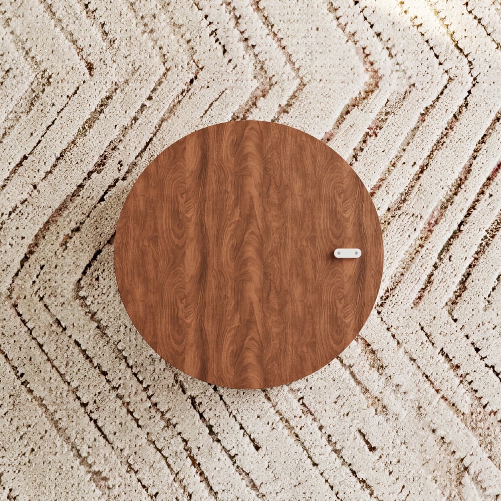 47"-60" Extendable Walnut Coffee Table with Travertine Veneer Top window image