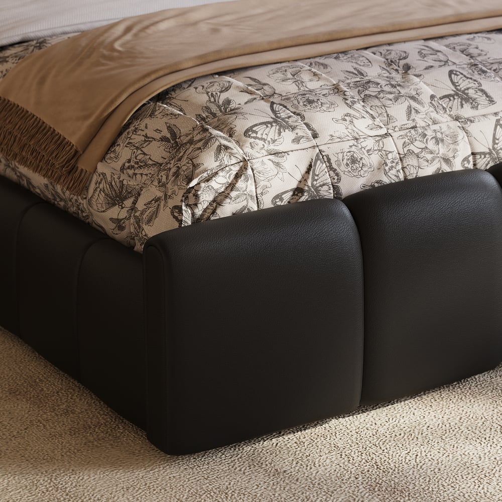 Humply Queen Black Faux Leather Storage Bed with Drawers window image