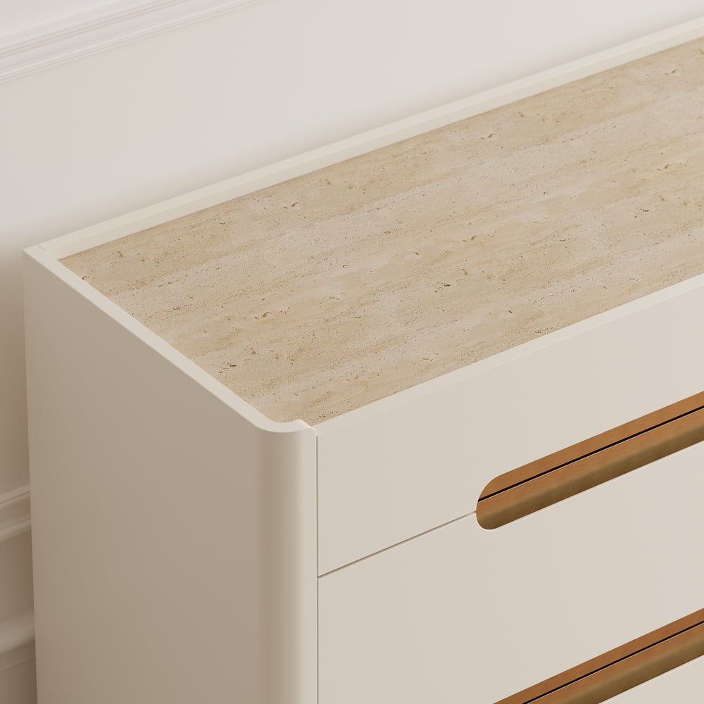 Horva 47" Faux Travertine Sintered Stone 6-Drawer Dresser window image