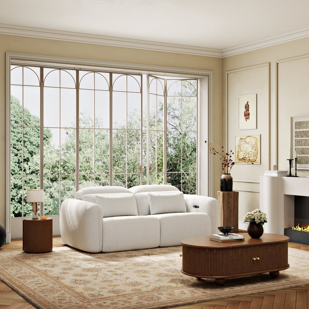 Canapé inclinable électrique zéro gravité en chenille de 227 cm avec oreillers image de fenêtre