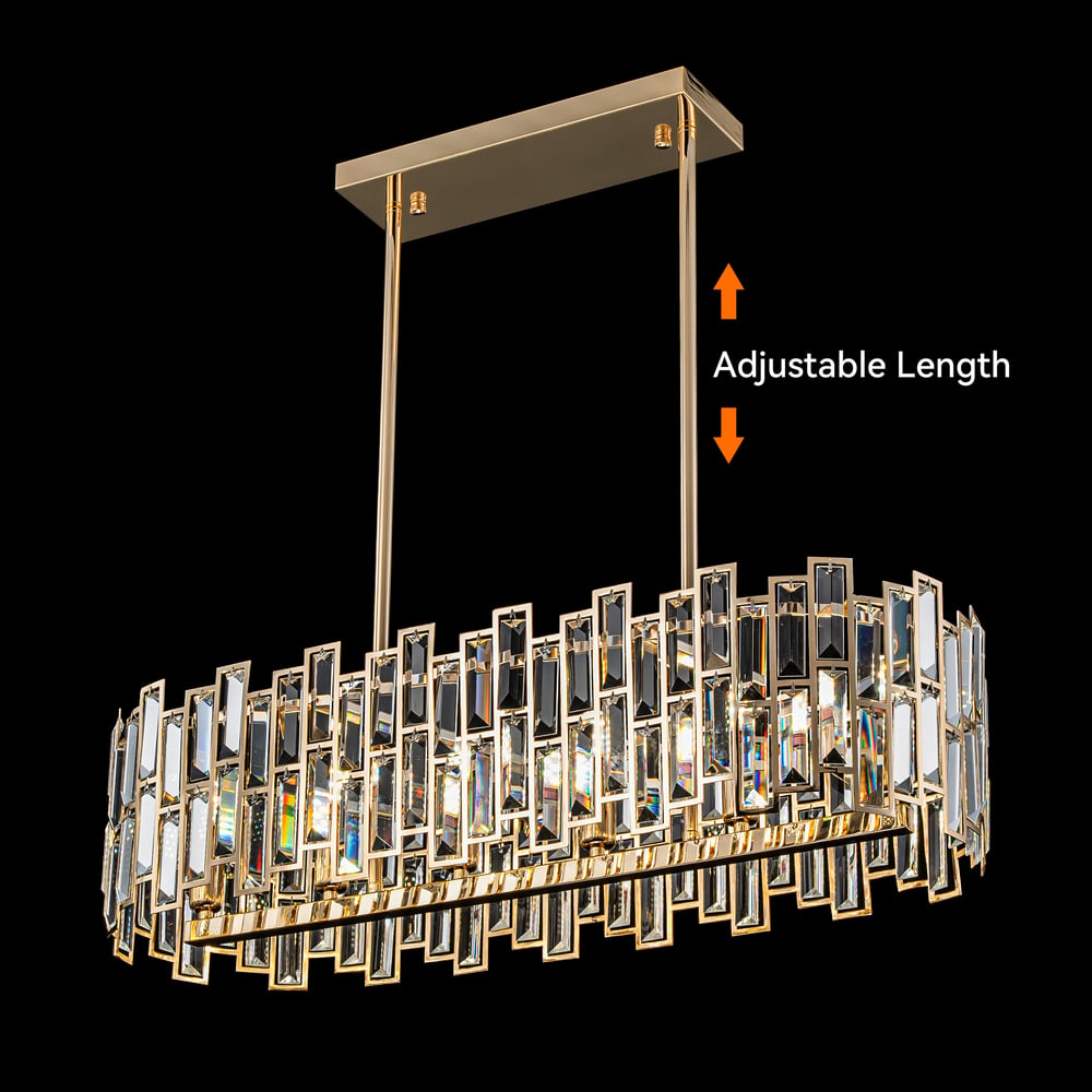 38" Modern Crystal Glod Ceiling Lights with Adjustable Height and Brightness window image