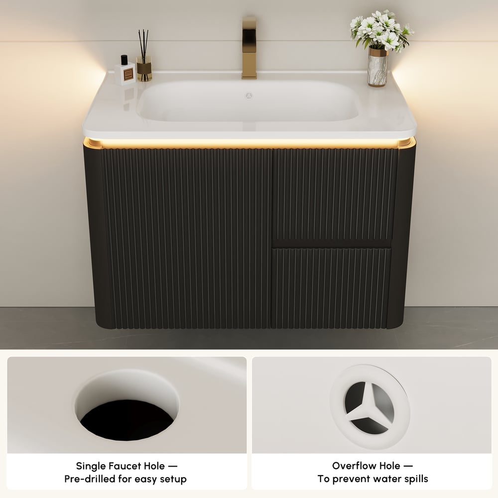 Modern 31.5" Floating Bathroom Vanity with Sink, Soft LED, Ample Storage window image