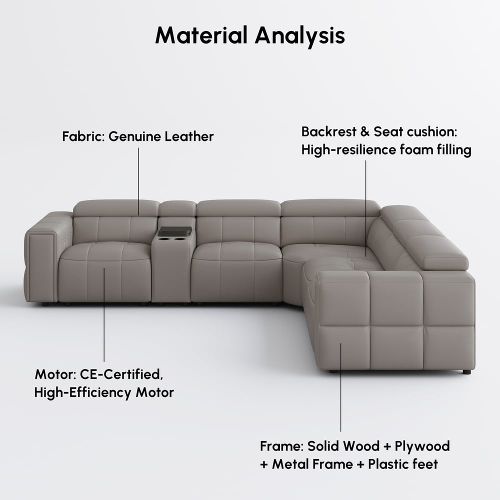 Genuine Leather Built-In Cooler Power Reclining Sofa window image