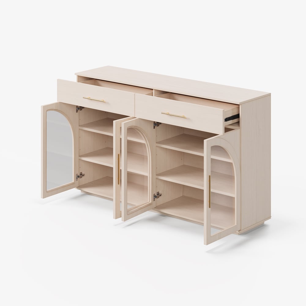 Arune 63" Whitewash Wood Sideboard with Storage & LED Lights window image
