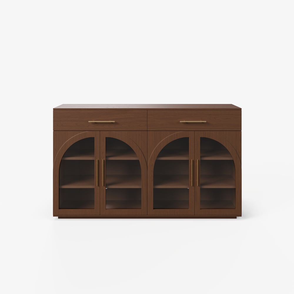 Arune 63" Walnut Wood Sideboard with Storage & LED Lights window image
