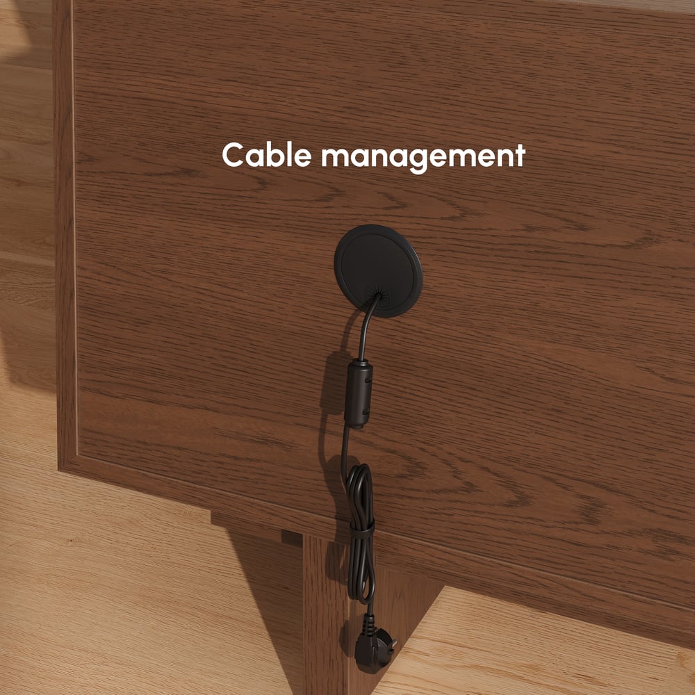 Panvyr 80" Ash Wood Walnut TV Stand with Storage window image