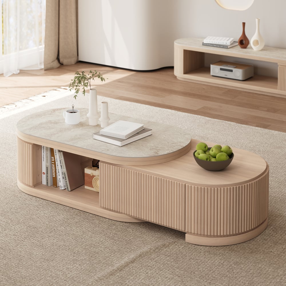 Velar 47"-67" Extendable Coffee Table with Sintered Stone Top and Storage window image