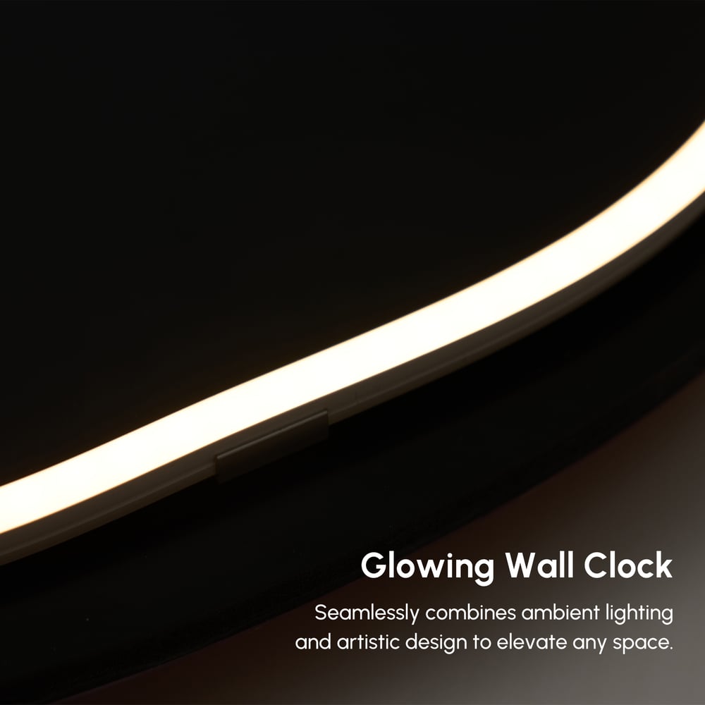 Horloge murale LED 60,96 cm (24 pouces) avec rétroéclairage dimmable, plusieurs modes d'éclairage et télécommande image de fenêtre