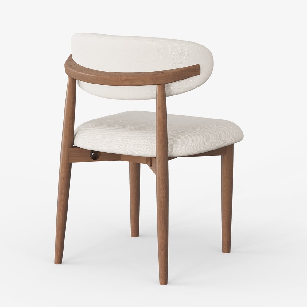 Nowoczesne krzesło do jadalni z drewna orzechowego i lnu, z nogami z drewna kauczukowego, 1 sztuka obraz okna