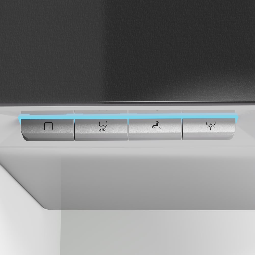 Inodoro inteligente montado en pared Airloo con tanque, escudo de espuma, esterilización UV, 1.28 GPF Imagen de ventana
