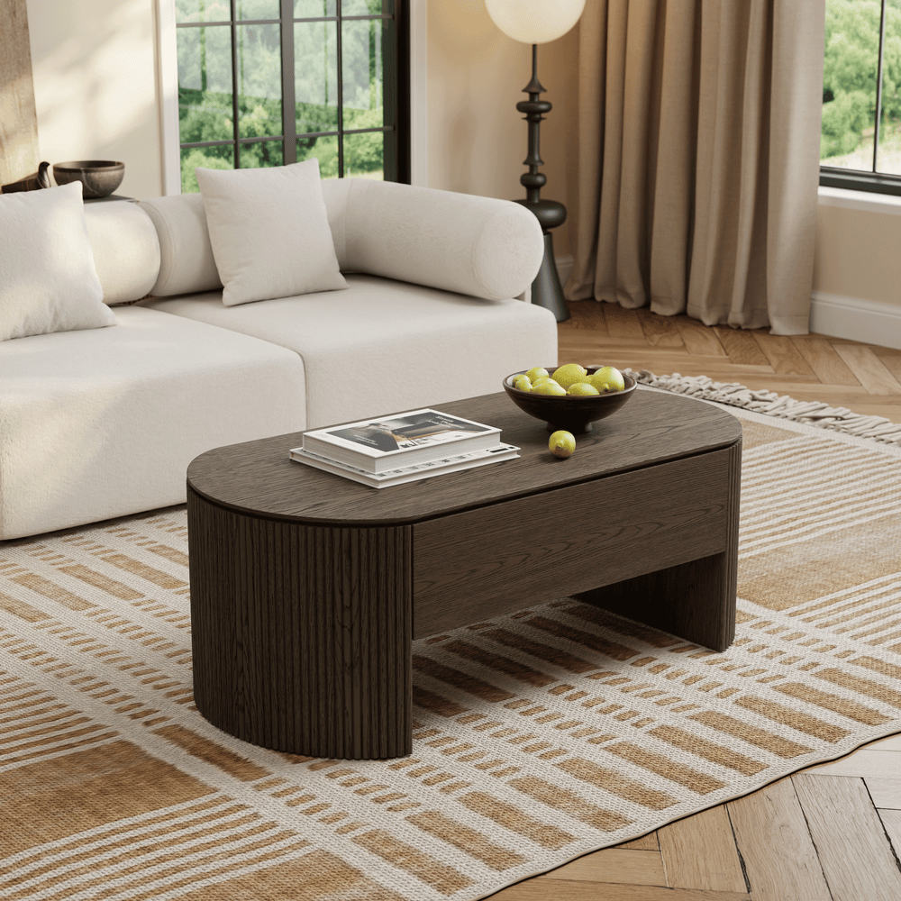 Modern 47" Oval Lift Top Mid-Century Coffee Table window image