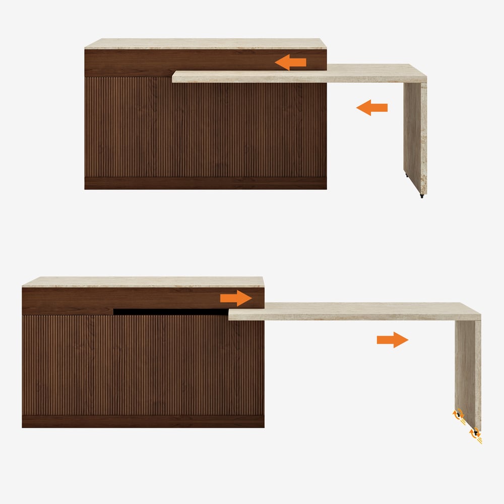 Îlot de cuisine en bois extensible de 81'' à 112'' avec rangement, Noyer image de fenêtre