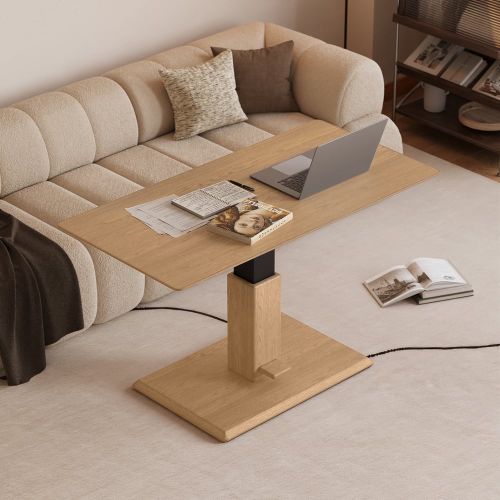 120 cm Natural Veneer Pedal-Control Lift-Top Coffee Table window image