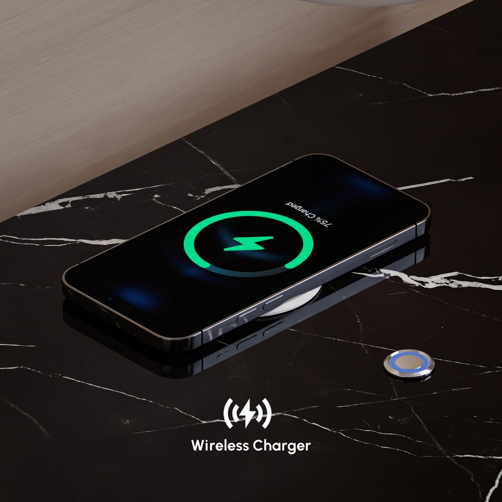 Humply Leather 3-Drawer Smart LED Nightstand window image