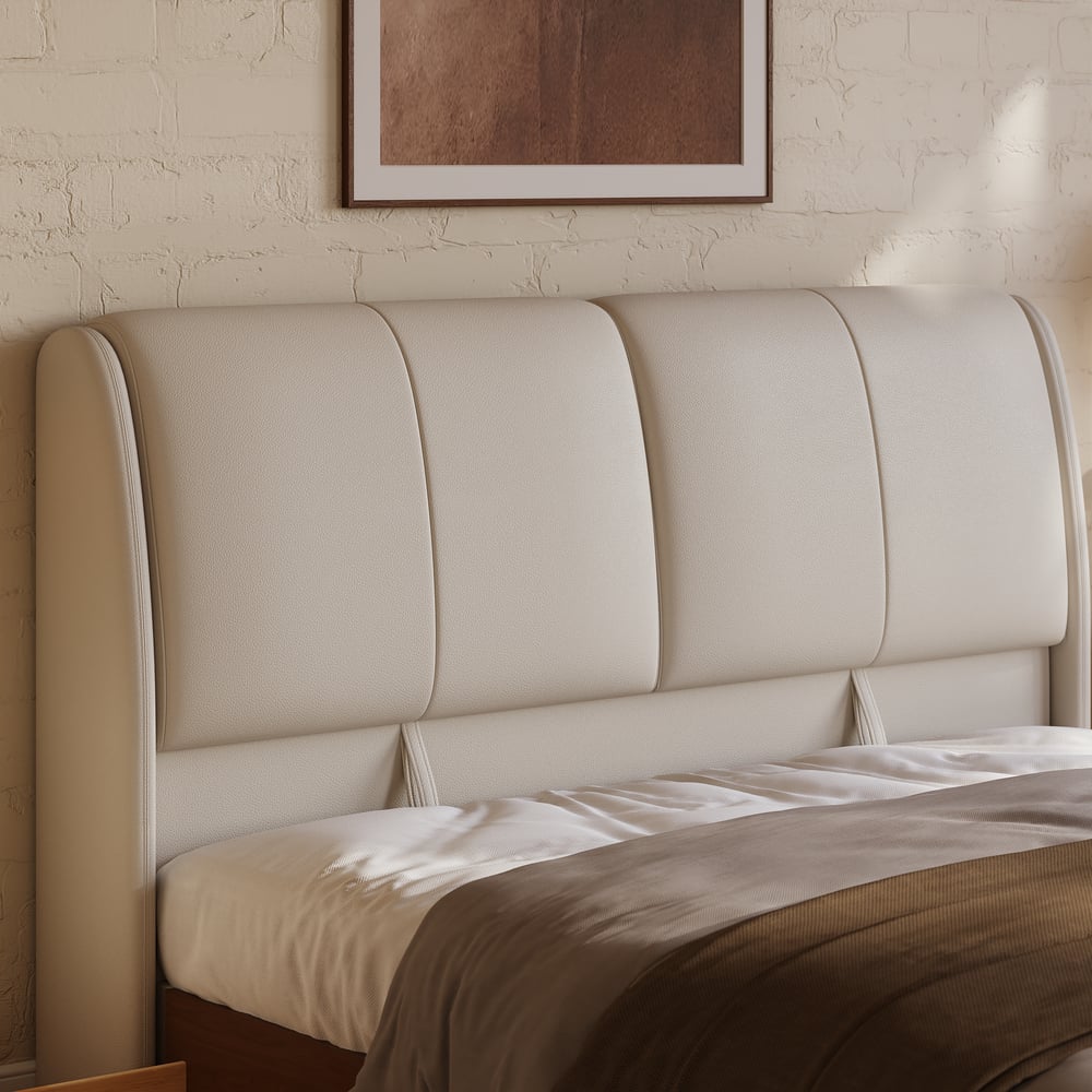 King Genuine Leather Storage Bed with Adjustable Headboard window image