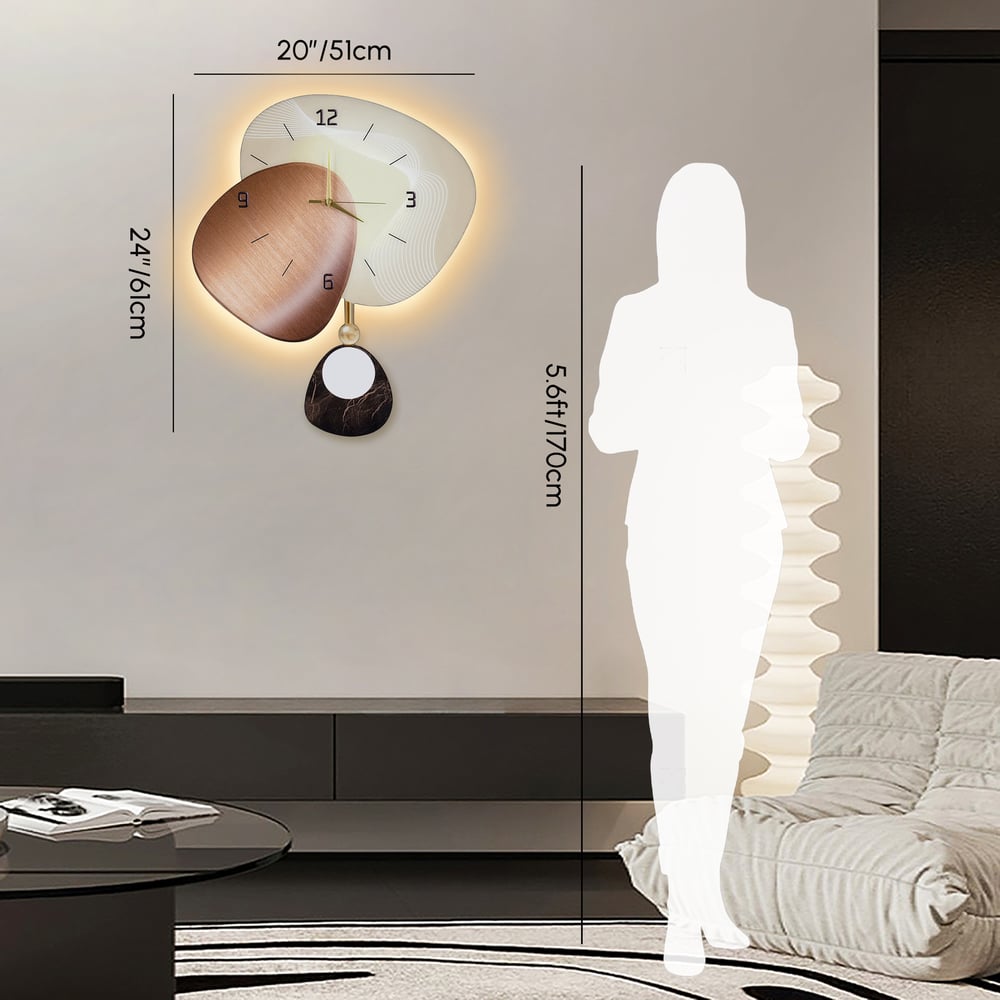 Horloge murale LED 60,96 cm (24 pouces) avec rétroéclairage dimmable, plusieurs modes d'éclairage et télécommande Poids, dimensions, image