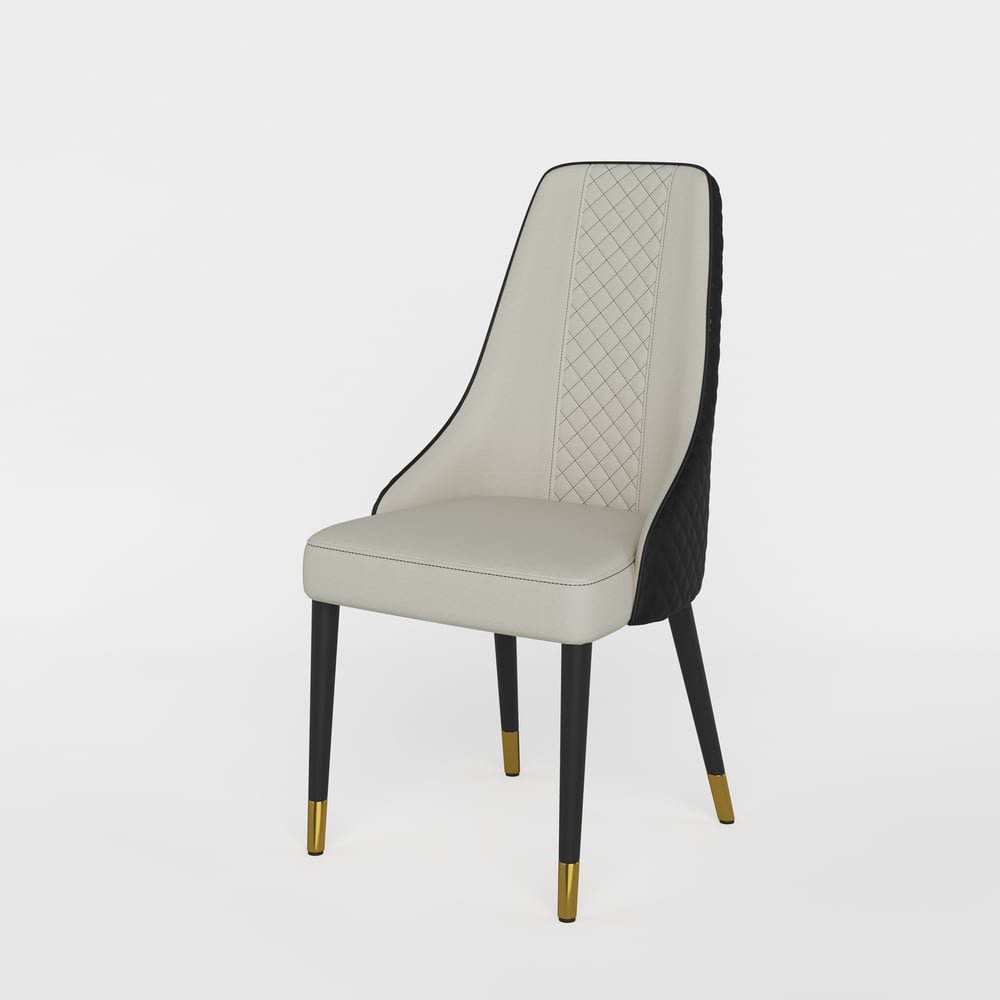 Diamic Black Faux Leather Dining Chairs with Upholstered, 2 Pieces window image