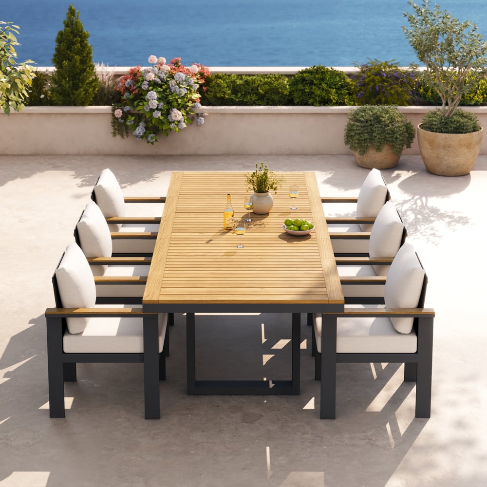 Tevara Outdoor Extendable Teak & Aluminium Dining Table window image