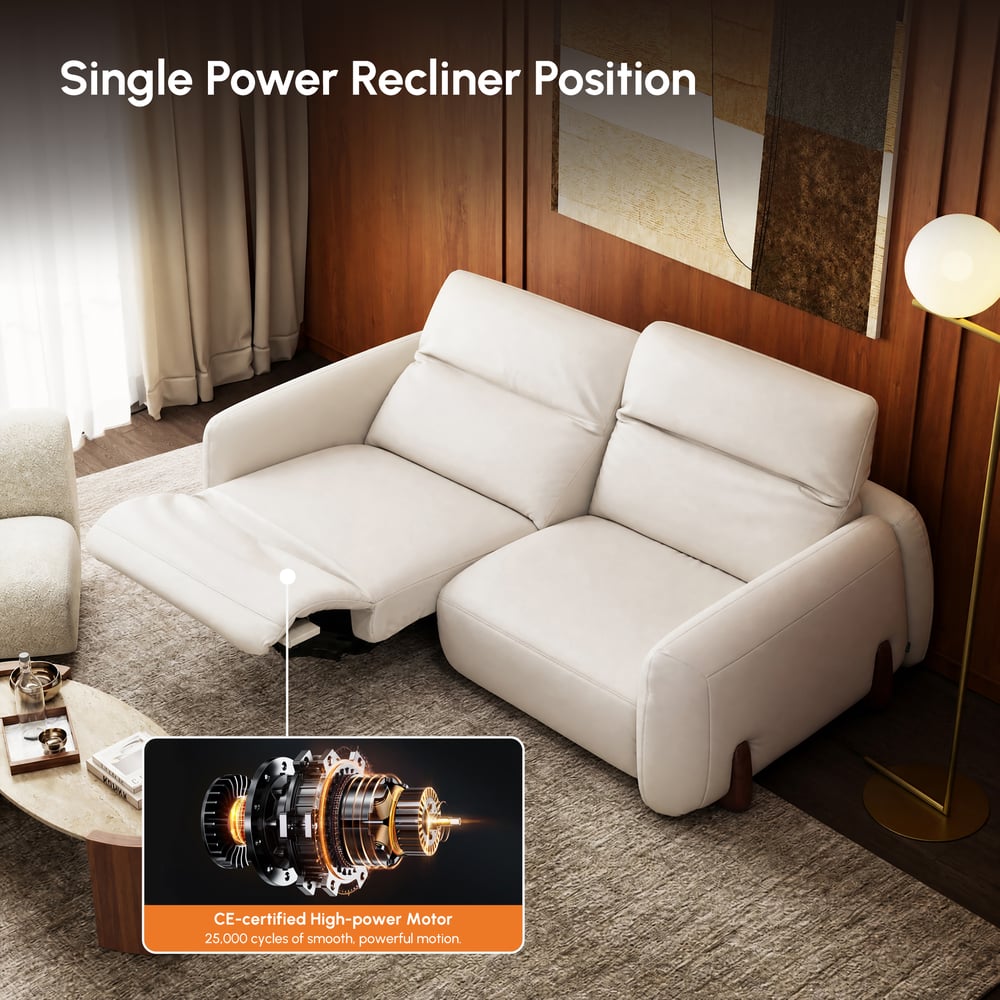 Canapé inclinable électrique en cuir véritable Curva de 85 pouces avec appuie-tête réglable image de fenêtre