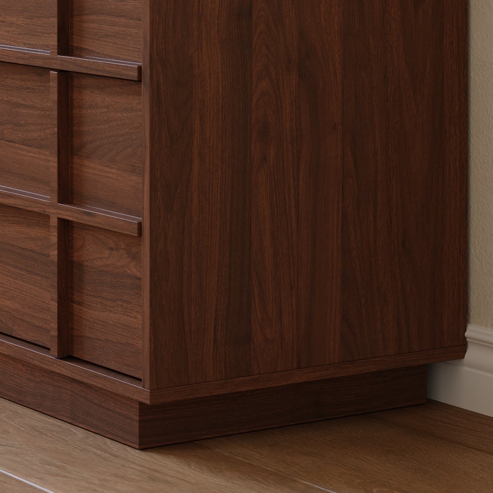 Panvyr Wooden Extendable L-Shaped Makeup Vanity Dresser with Vanity Mirror (49"–94") window image