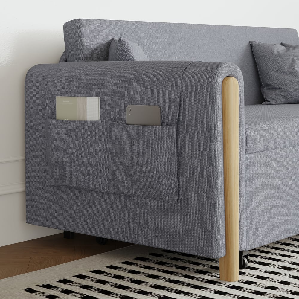 72" Full 2-Seater Linen Convertible Sleeper Sofa window image