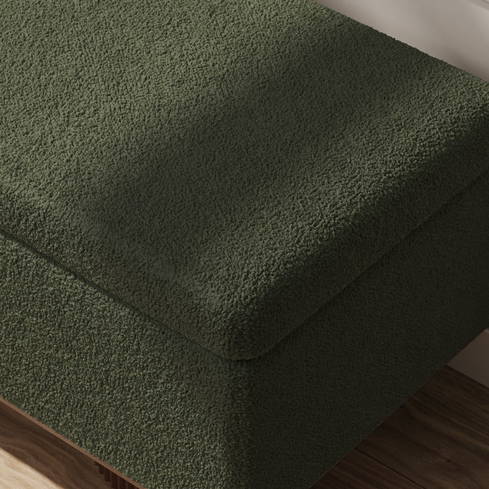 Teddy Fabric Fluffy Faux Fur Flip Top Wood Storage Entryway Bench window image