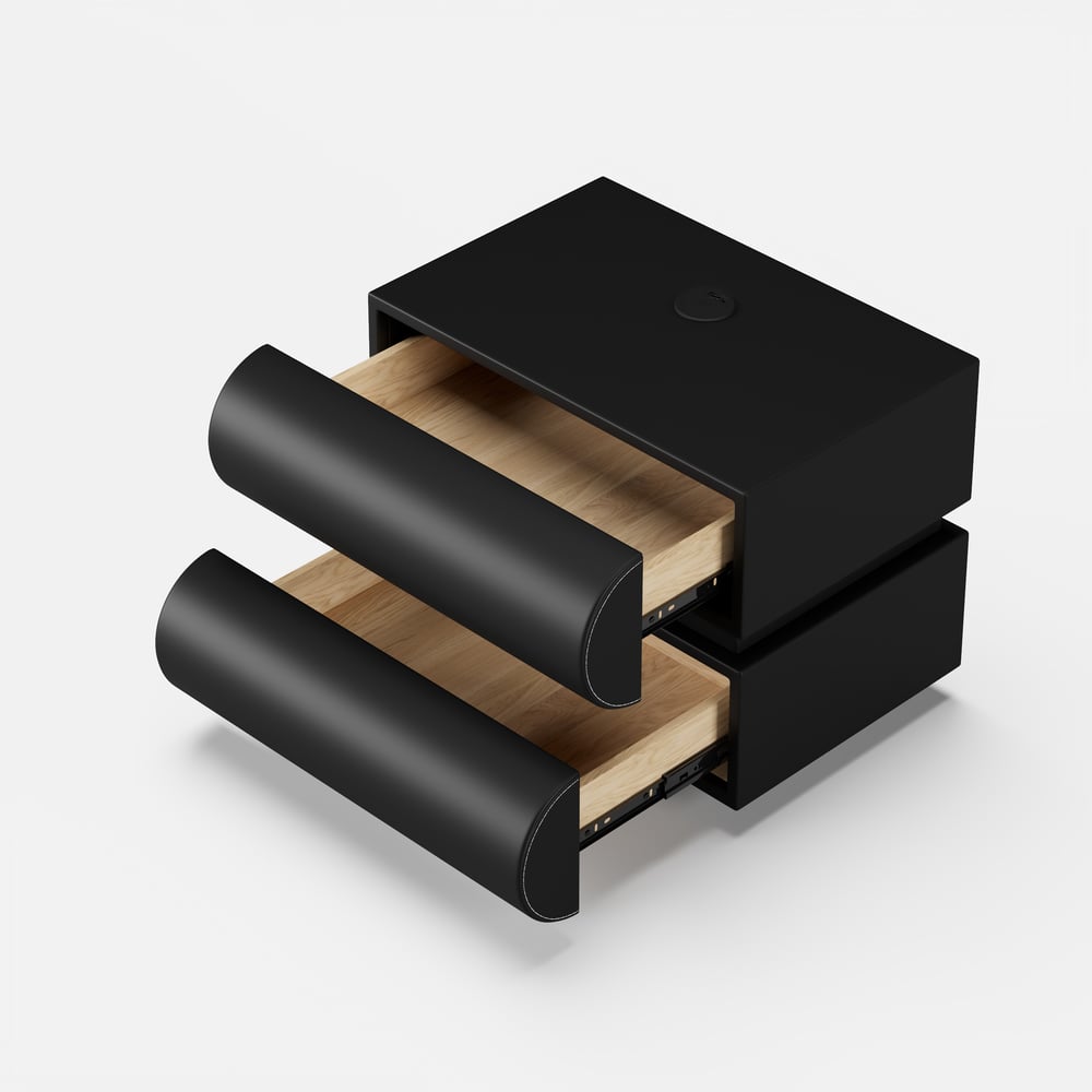 Comodino Intelligente Sospeso in Pelle Humply con Cassetto Immagine della finestra