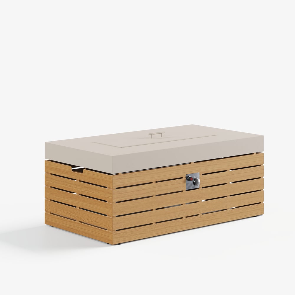 Tevara Outdoor 47" Propane Smokeless Aluminum Rectangular Fire Pit Table in Sand window image