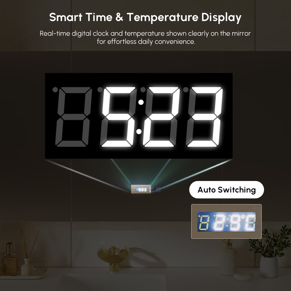 150cm LED Bathroom Medicine Cabinet with Anti-Fog, Dimmable Tri-Color Lighting window image