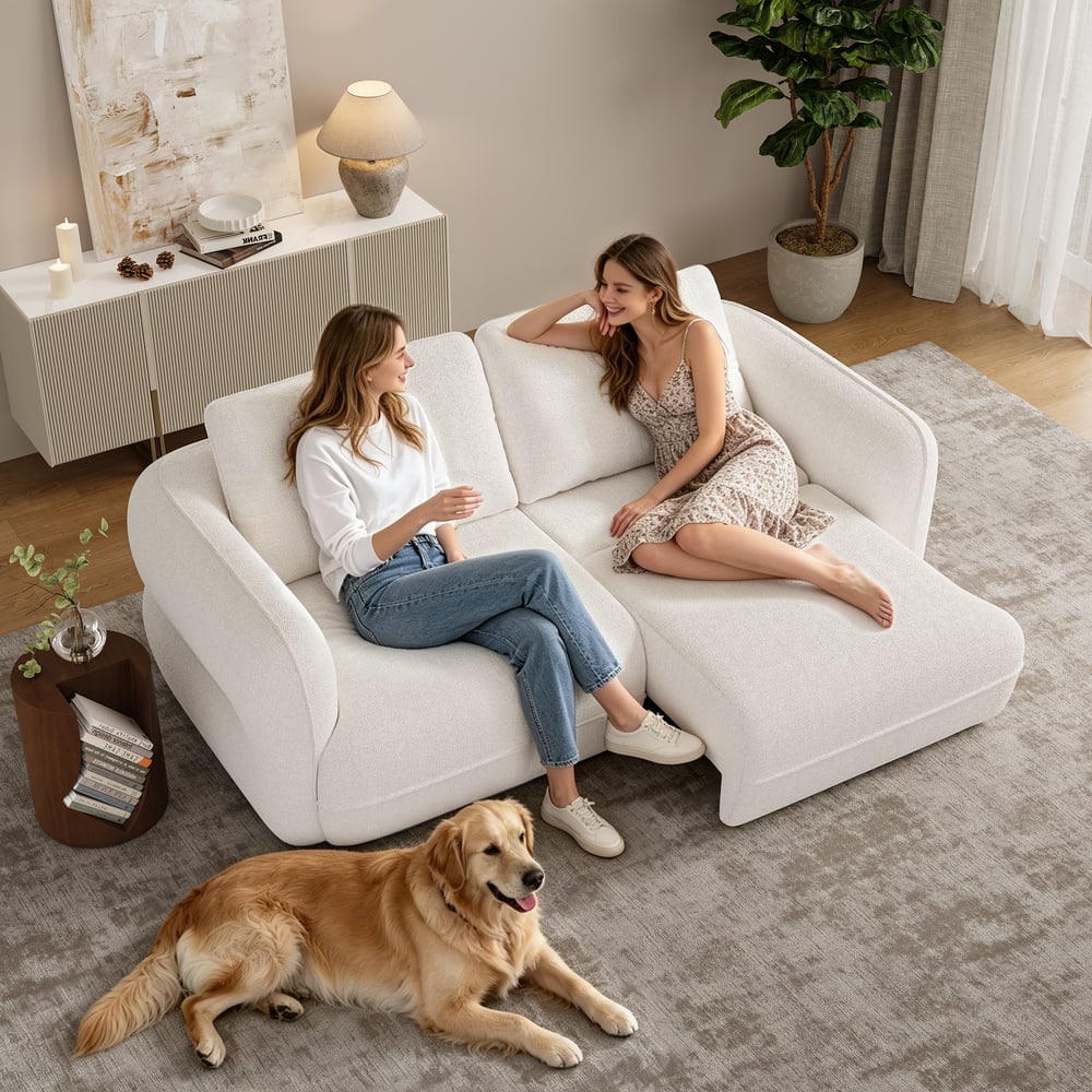 Modern 87" 2-Seater Chenille Power Convertible Sleeper Sofa with Remote Control window image