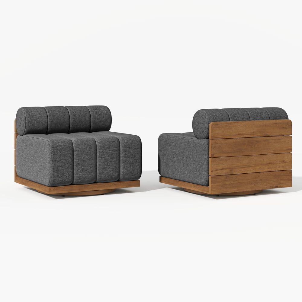 Resaro Teak Outdoor Swivel Chair Dark Gray window image