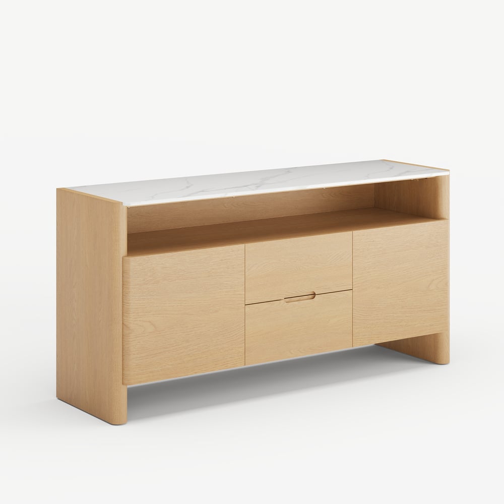 Arvona 63" Sintered Stone Sideboard with Open Storage & Adjustable Shelves window image