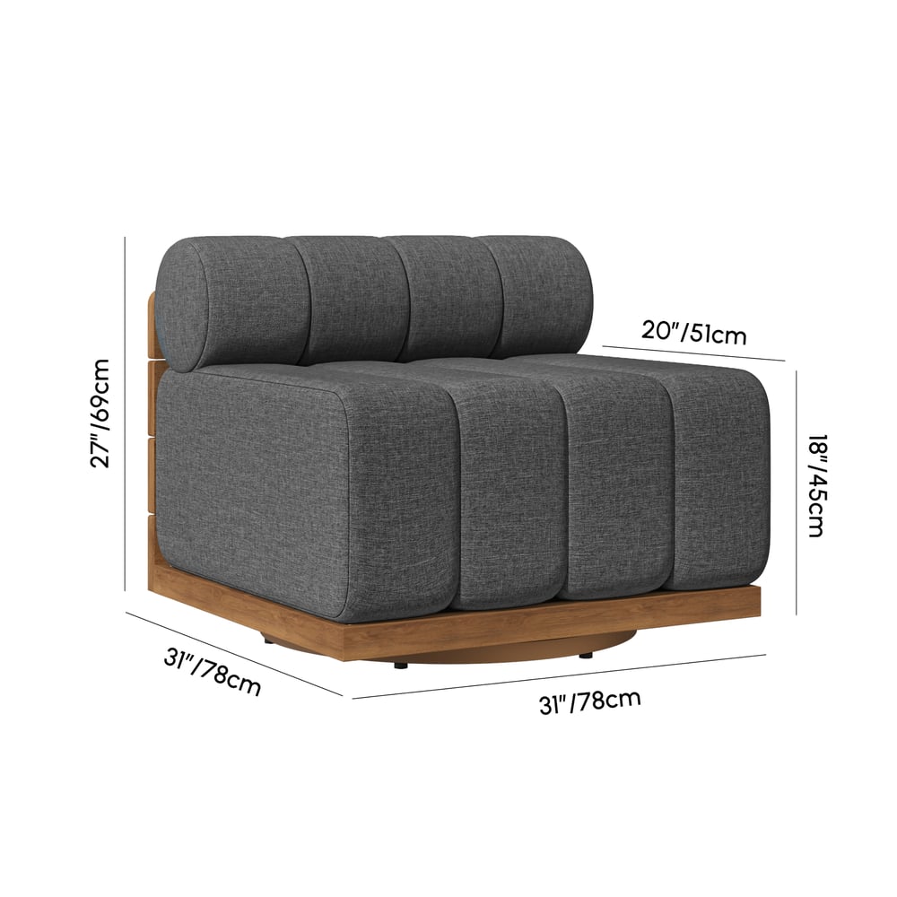 Resaro Teak Outdoor Swivel Chair Dark Gray weights dimensions image