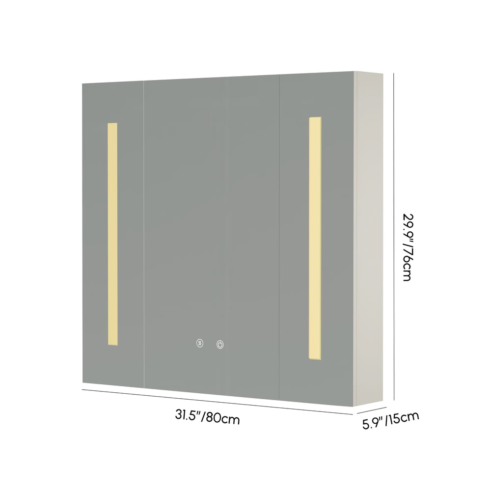 Modern 31.5" Wall-mounted LED Bathroom Medicine Cabinet Vanity Mirror with Storage weights dimensions image
