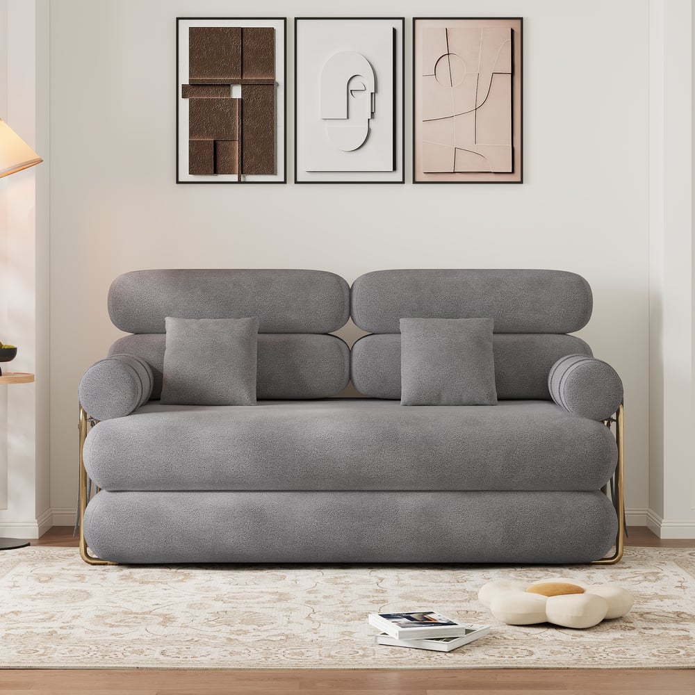 67" Full 2-Seater Chenille Velvet 4 in 1 Futon Convertible Sleeper Sofa window image