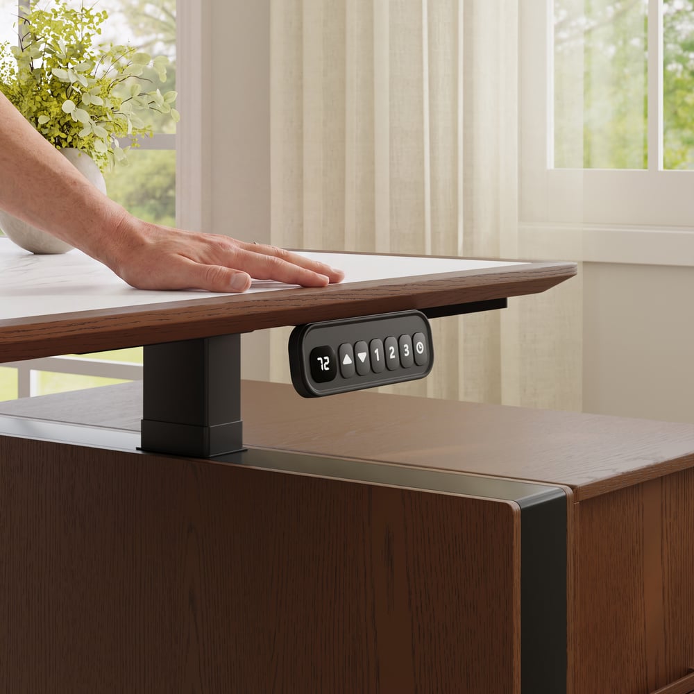 Modern 71" Modular Executive Standing Desk with Storage, Power Access & Memory Control window image