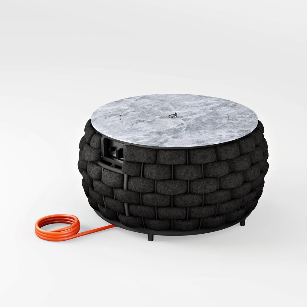 Table brasero ronde sans fumée au propane Cocaro Outdoor 700 mm gris foncé image de fenêtre