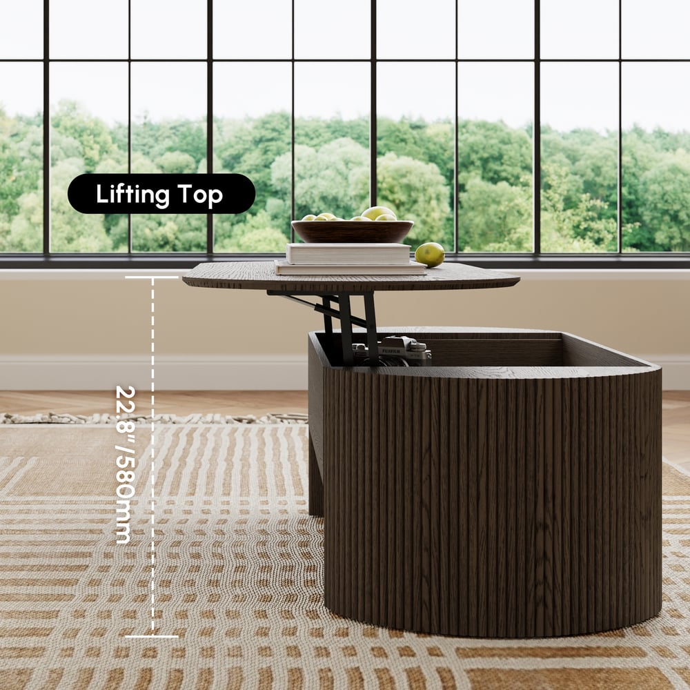 Modern 47" Oval Lift Top Mid-Century Coffee Table window image