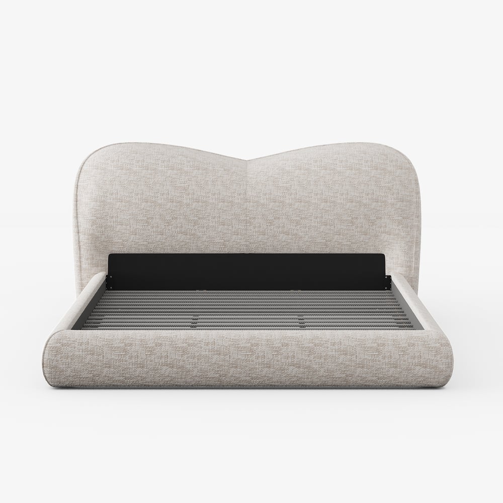 Modern King Size Chenille Upholstered Bed window image
