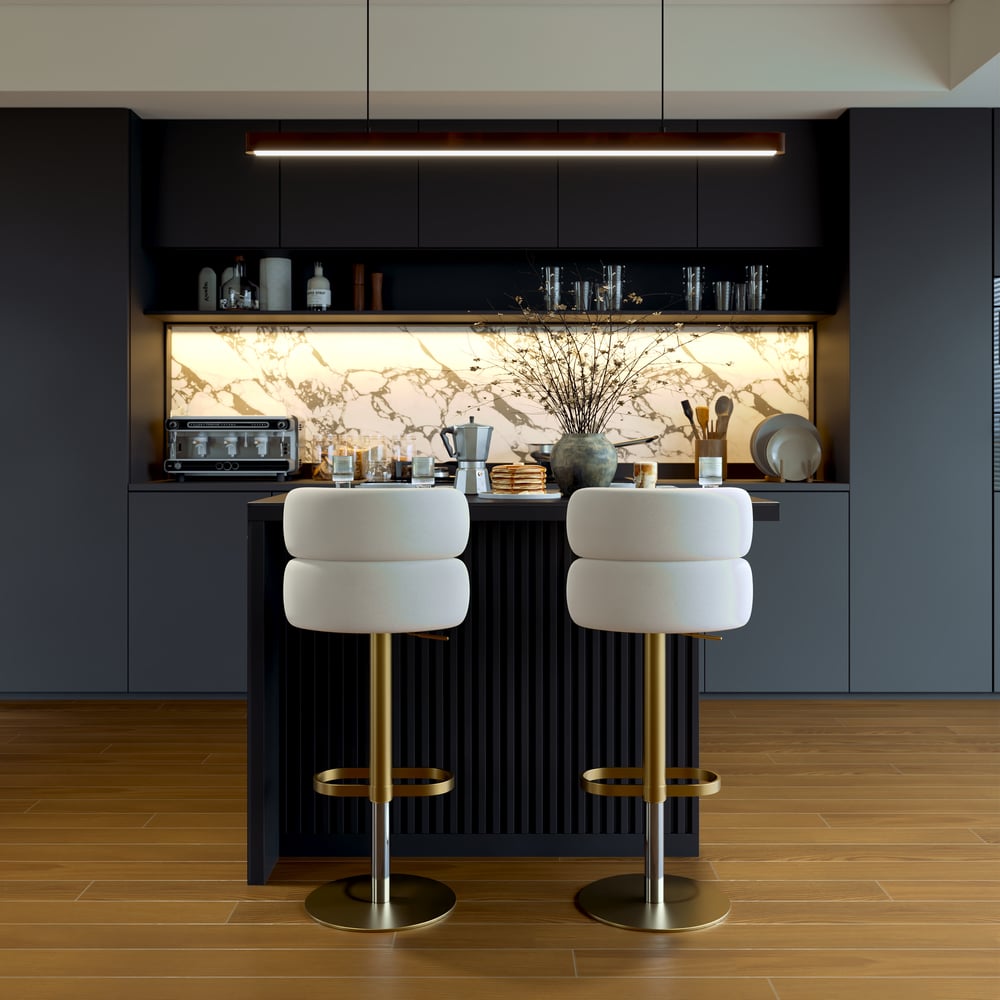 Modern 50" Matte Sintered Stone Kitchen Island with Storage, Black window image