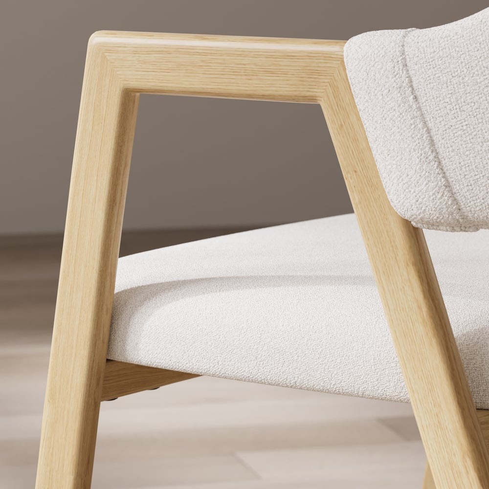 Modern Warm White Boucle Dining Chair with Upholstered, 2 Pieces window image