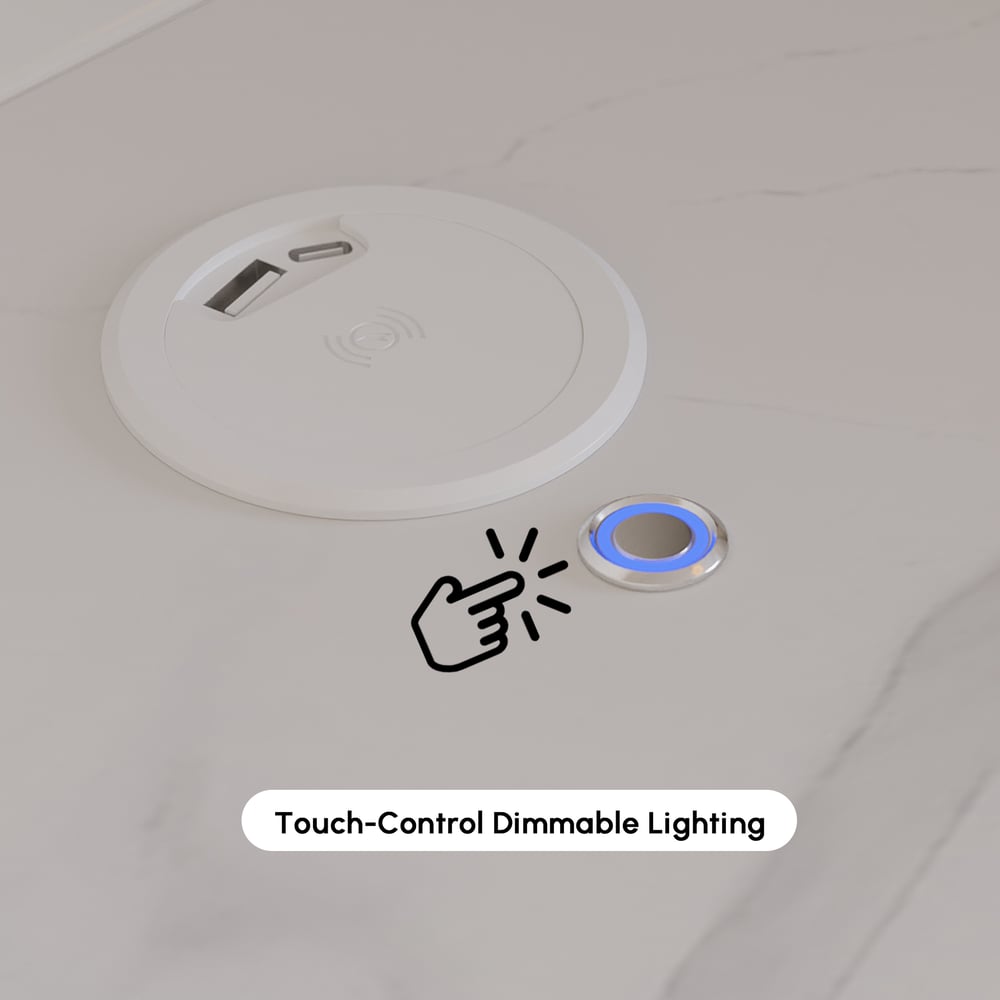 Narrow Smart LED Nightstand with  Sintered Stone Top window image