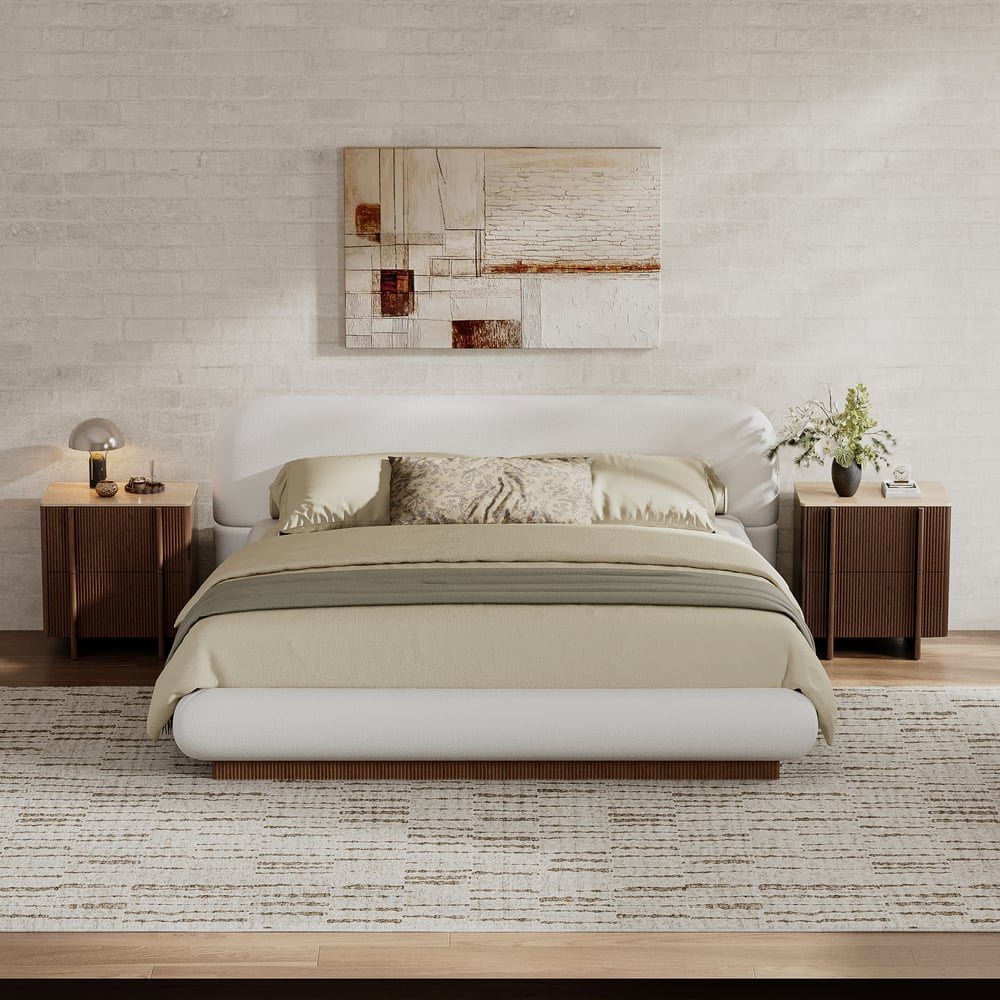 Lineva 24" 2-Drawer Nightstand with Faux Travertine Stone Top window image