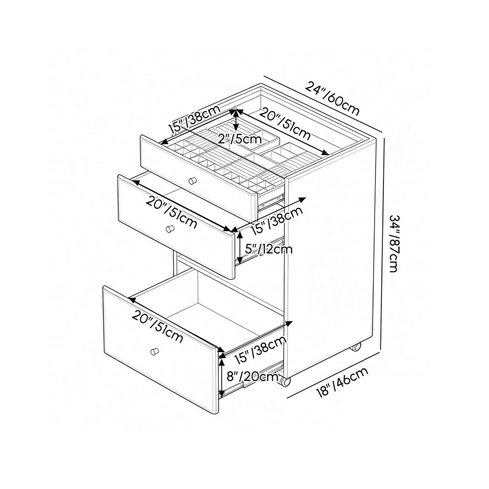 Selvo Walk-In Closet Island Jewelry Dresser with Glass Top & Light Set of 2 weights dimensions image